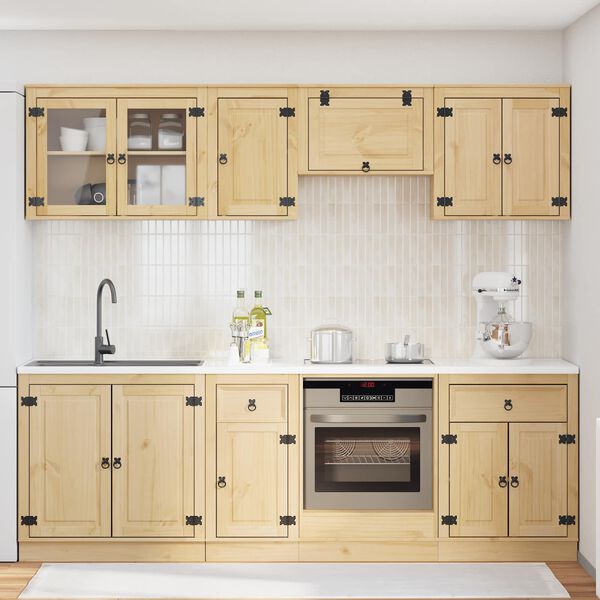 vidaXL Kabinet med skuffe SKI 8 pcs HonningBrun Massiv fyrretr&aelig;