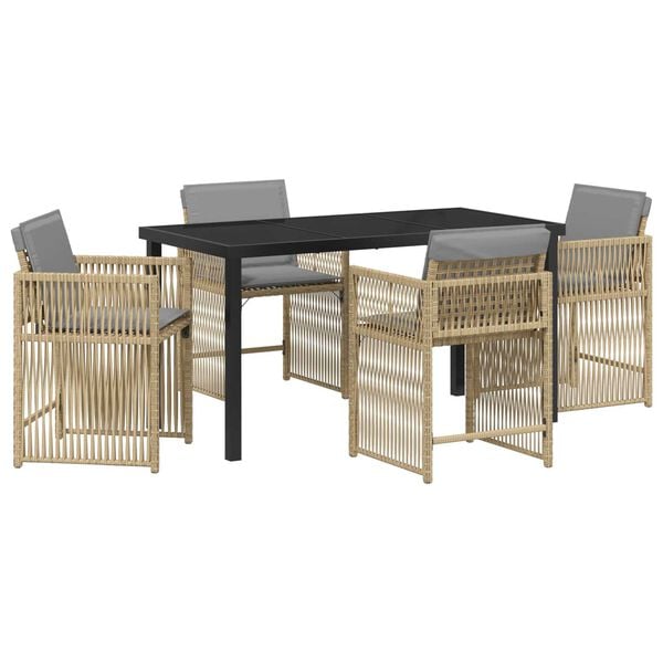 vidaXL Have Spisebordss&aelig;t 5 pcs Beige polyrattan