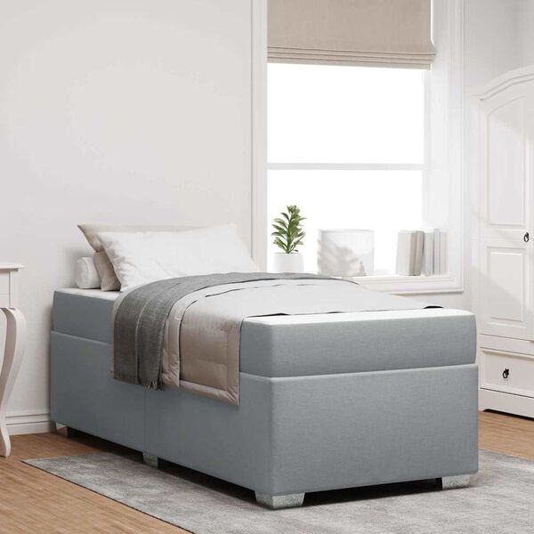 vidaXL Sengestel med madras Lysegr&aring; 100 x 200 cm Stof