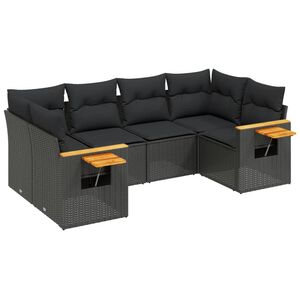 vidaXL sofas&aelig;t til haven 6 dele med hynder polyrattan sort