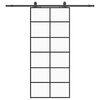 vidaXL skyded&oslash;r med hardwares&aelig;t 90x205 cm ESG glas sort