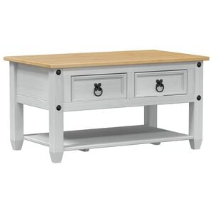 vidaXL Sofabord med skuffe Hvid 85 x 50 x 45 cm Massiv fyrretr&aelig;