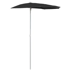 vidaXL halv parasol med stang 180x90 cm sort