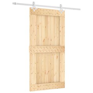 vidaXL Skyded&oslash;r Natur og hvid 100 x 210 cm Massivt Fyrretr&aelig;