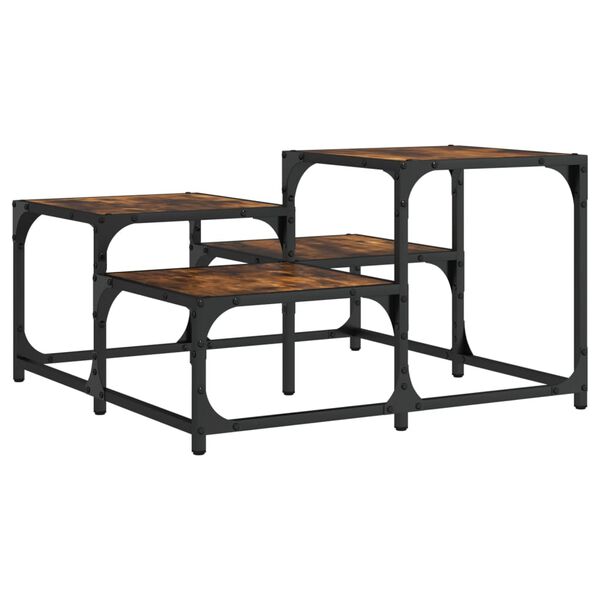 vidaXL sofabord 68x68x40 cm konstrueret træ røget egetræsfarve