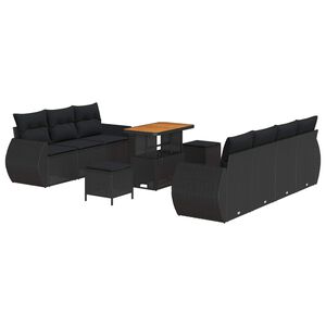 vidaXL Havesofa S&aelig;t 10 stk. 7-personers Sort polyrattan