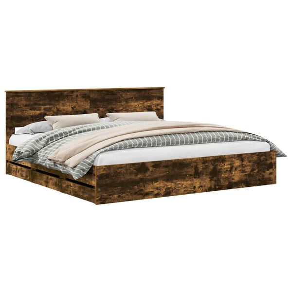 vidaXL Sengestel med skuffe R&oslash;get eg 200 x 200 cm Ingeni&oslash;rtr&aelig;