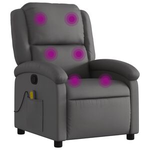 vidaXL massagel&aelig;nestol gr&aring; &aelig;gte l&aelig;der
