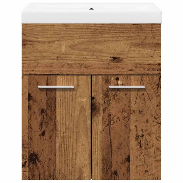 vidaXL m&oslash;bels&aelig;t til badev&aelig;relse 2 dele konstrueret tr&aelig; antikt tr&aelig;look