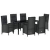 vidaXL Have Spisebordss&aelig;t 7 stk. Sort polyrattan