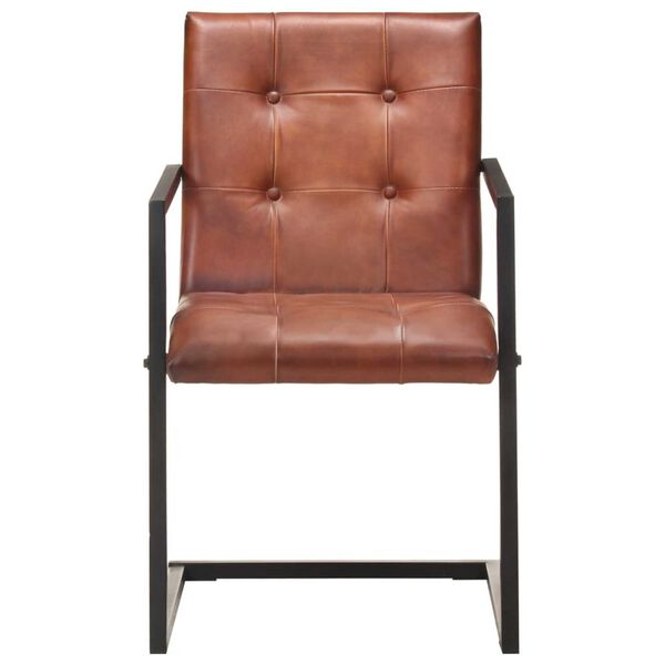 vidaXL spisebordsstole med cantilever 4 stk. ægte læder brun