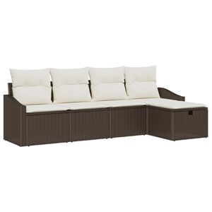 vidaXL Sofa S&aelig;t med pude med opbevaring 5 pcs Brun polyrattan