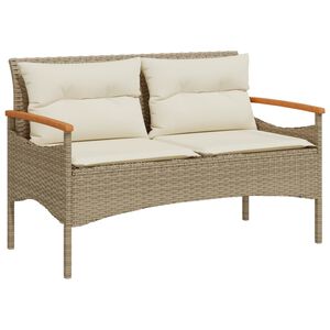 vidaXL haveb&aelig;nk med hynder 116x62,5x74 cm polyrattan beige