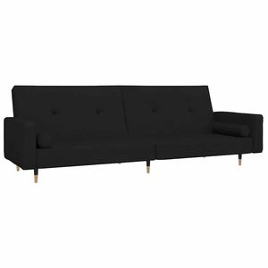 vidaXL 2-personers sovesofa med 2 puder fl&oslash;jl sort