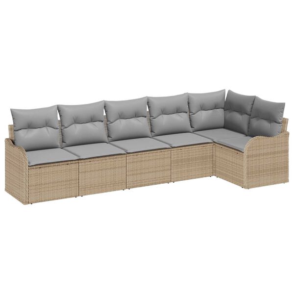 vidaXL Havesofa S&aelig;t 6 pcs Beige polyrattan