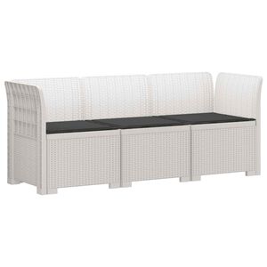 vidaXL 3-personers havensofa med puder i rattanlook PP Hvid