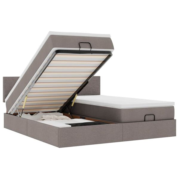 vidaXL osmannisk sengeramme med madrasser 180x200 cm stof gr&aring;brun