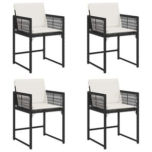 vidaXL havestole med hynder 4 stk. polyrattan sort