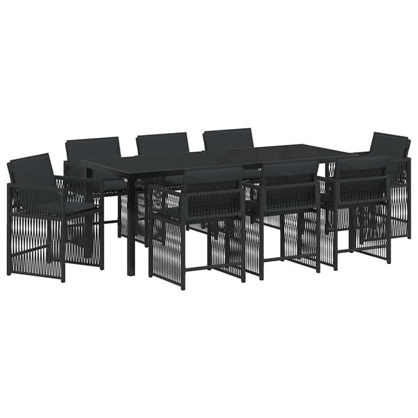 vidaXL Have Spisebordss&aelig;t 9 pcs Sort polyrattan