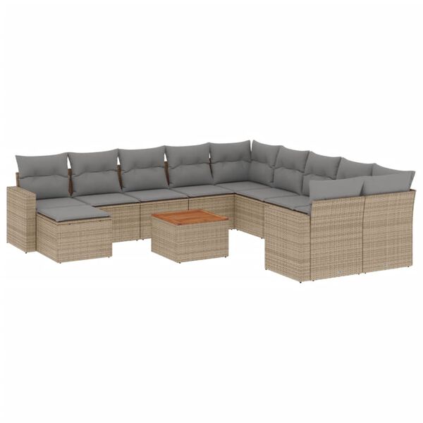 vidaXL havesofas&aelig;t 12 dele med hynder polyrattan beige