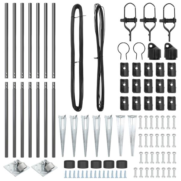vidaXL Hegnspæl 7 pcs Grå Stål