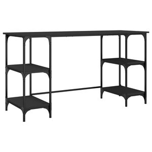 vidaXL skrivebord 140x50x75 cm metal og konstrueret tr&aelig; sort