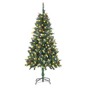 vidaXL kunstigt juletr&aelig; med lys og grankogler 150 cm