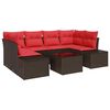 vidaXL Havesofa S&aelig;t med pude 7 pcs Brun polyrattan