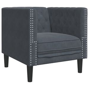 vidaXL Chesterfield-sofastol fl&oslash;jl m&oslash;rkegr&aring;