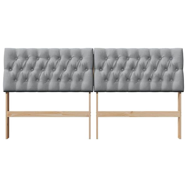 vidaXL Polstret sengegavl Lysegrå 180 cm Massiv fyrretræ