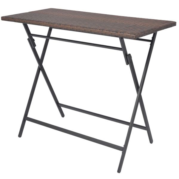 vidaXL foldbart udendørs spisebordssæt 5 dele stål polyrattan brun