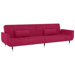 vidaXL 2-personers sovesofa med 2 puder fl&oslash;jl vinr&oslash;d