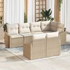 vidaXL Havesofa S&aelig;t med pude 7 pcs Beige og hvid polyrattan