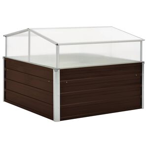 vidaXL drivhus 100 x 100 x 85 cm galvaniseret st&aring;l brun