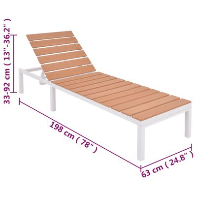 vidaXL liggestol med bord aluminium og WPC brun