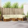 vidaXL Sektionalsofa s&aelig;t 9 pcs Naturlig og Fl&oslash;de Massivt Akacietr&aelig;