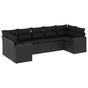 vidaXL sofas&aelig;t til haven 7 dele med hynder polyrattan sort