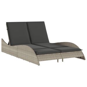 vidaXL liggestol med hynde 114x205x73 cm polyrattan lysegrå