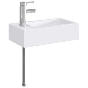 vidaXL Vask med armatur og afl&oslash;b Krom 45,5 x 25,5 x 13 cm Keramik