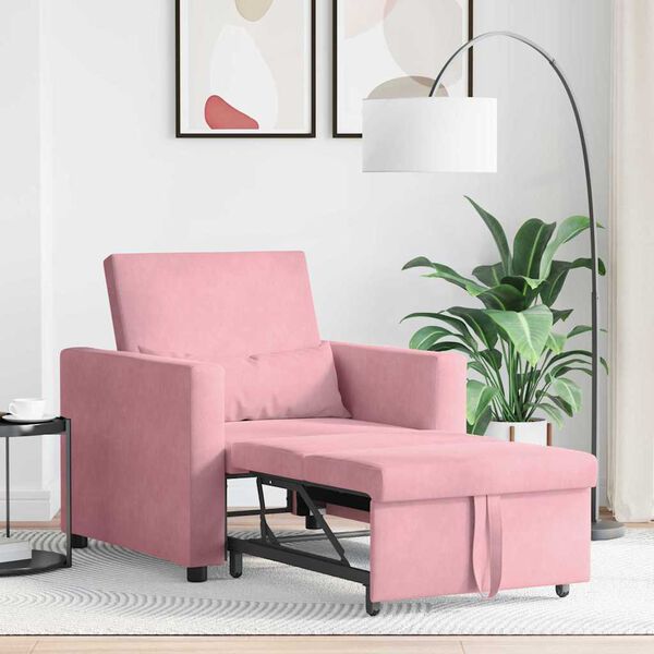 vidaXL Utr&aelig;kkelig sovesofa enkelt Lys pink 90 x 165 x 87 cm Fl&oslash;jl