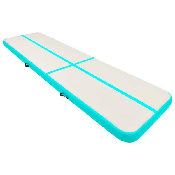 vidaXL oppustelig gymnastikm&aring;tte m. pumpe 600x100x15 cm PVC gr&oslash;n