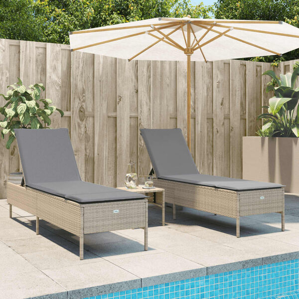 vidaXL liggestole 2 stk. med hynder polyrattan beige
