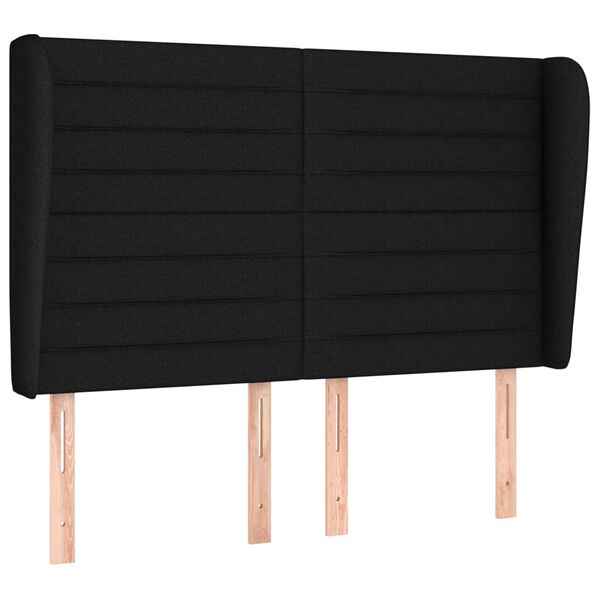 vidaXL sengegavl med kanter 147x23x118/128 cm stof sort