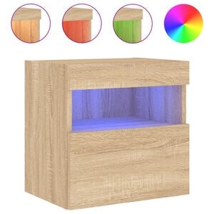 vidaXL v&aelig;gh&aelig;ngt tv-bord med LED-lys 40x30x40 cm sonoma-eg