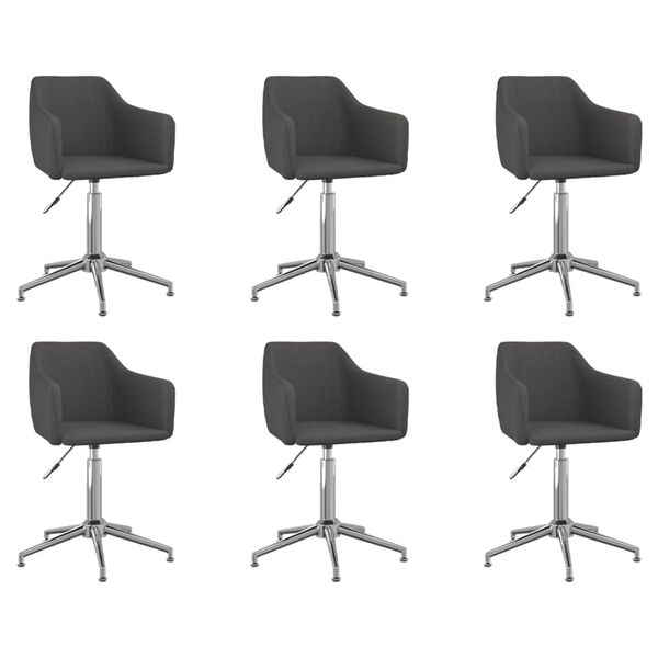 vidaXL drejelige spisebordsstole 6 stk. stof m&oslash;rkegr&aring;