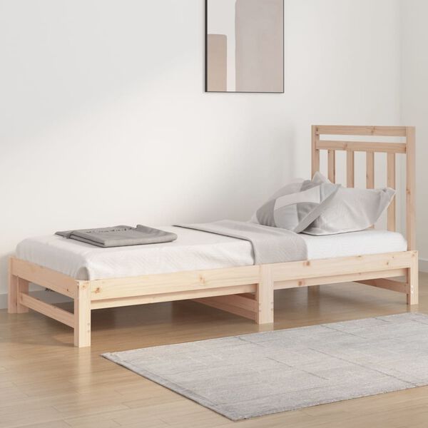 vidaXL daybed med udtr&aelig;k 2x(90x200) cm massivt fyrretr&aelig;