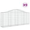 vidaXL buede gabionkurve 9 stk. 200x30x80/100 cm galvaniseret jern