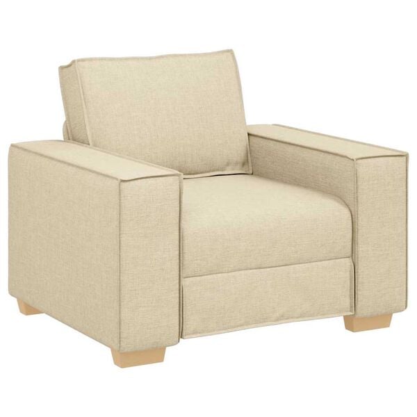 vidaXL Sofa 3 pcs Creme 220 x 80 x 84 cm Linned-blandet stof