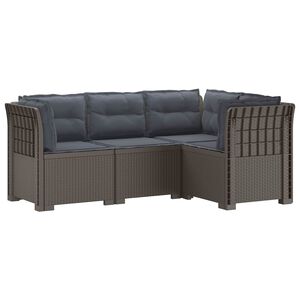 vidaXL 4-Persons Have Sofa med Puder Rattan Look PP Lysegr&aring;