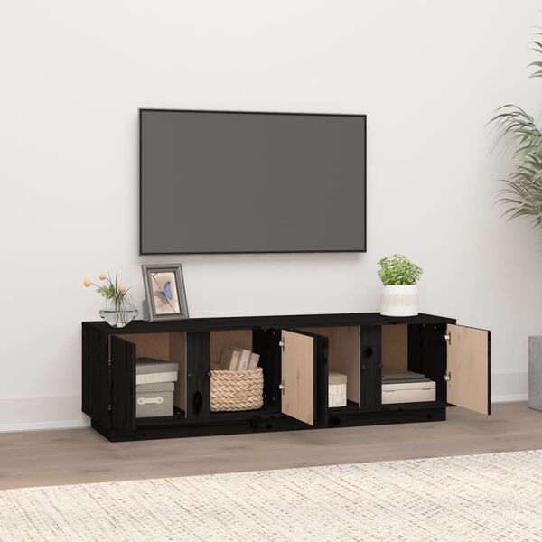 vidaXL tv-bord 140x40x40 cm massivt fyrretr&aelig; sort